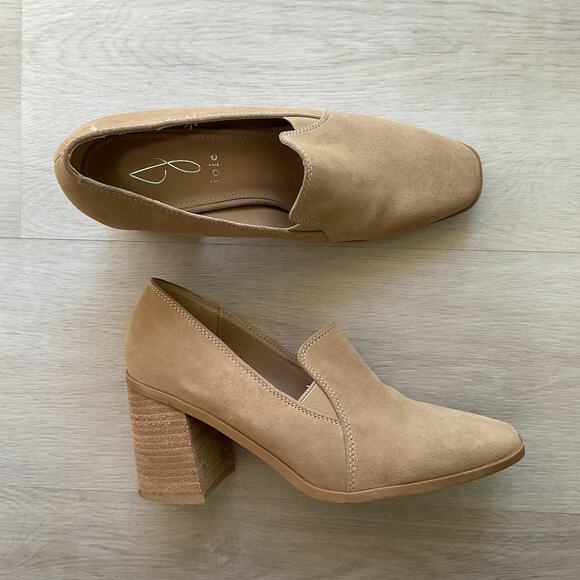 Joie Wevenly Beige Tan Suede Loafer Platform Heels Size 7.5 - Picture 4 of 16